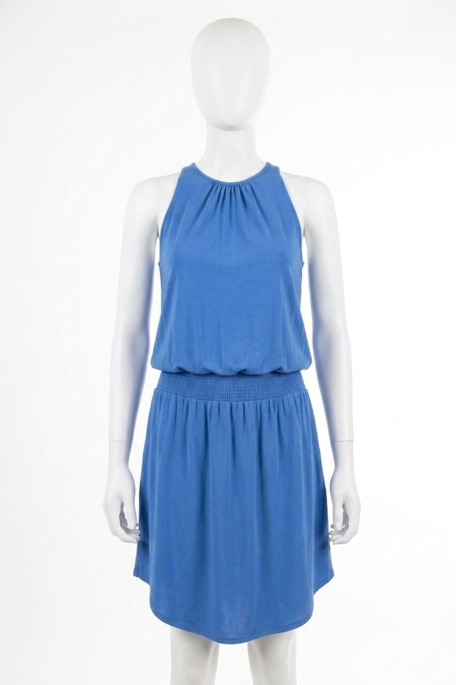 NEW LILLA P smocked crewneck dress in riviera